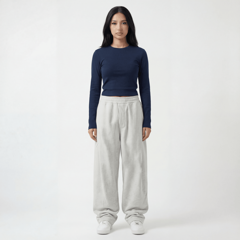 Essential Long Sleeve Top in Navy, front view