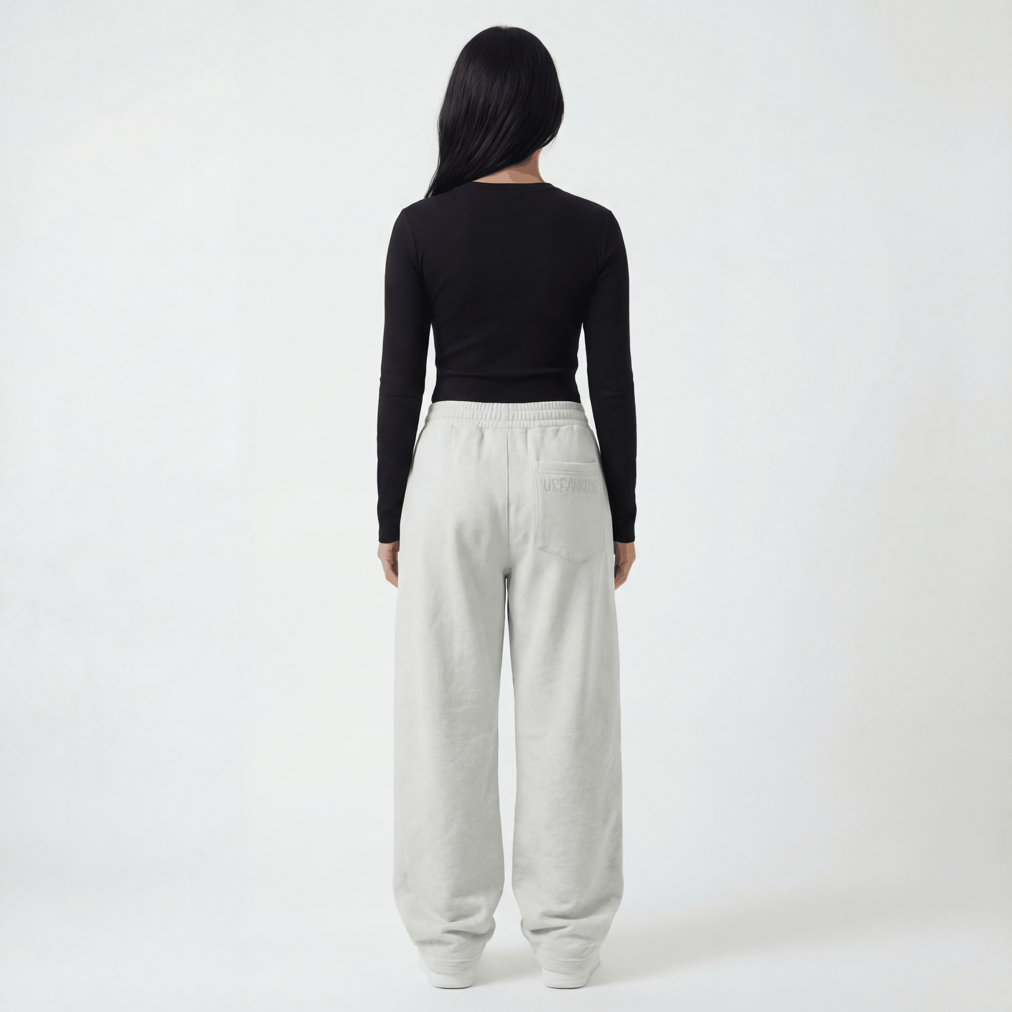 Essential Long Sleeve Top in Black, back view