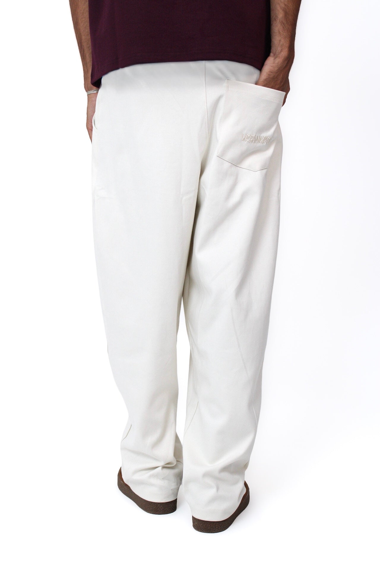 Pleated Balloon-Fit Pants in Off White, back view