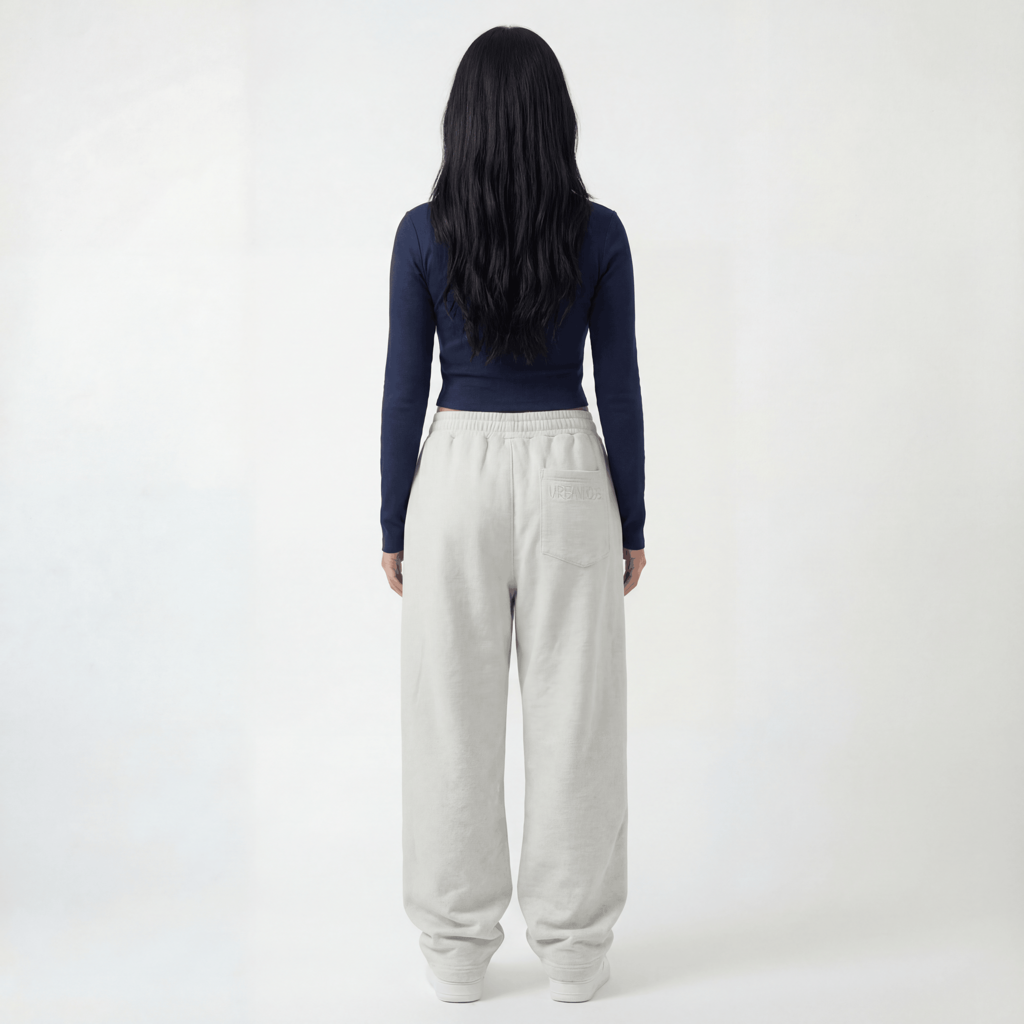 Essential Long Sleeve Top in White, back view