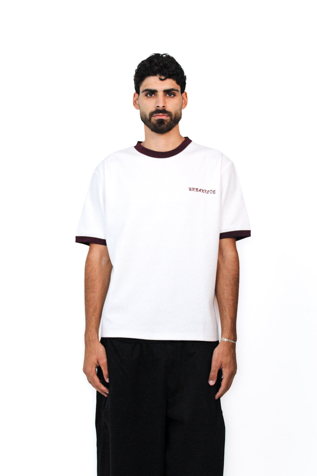 Retro Ringer Tee in White, front view