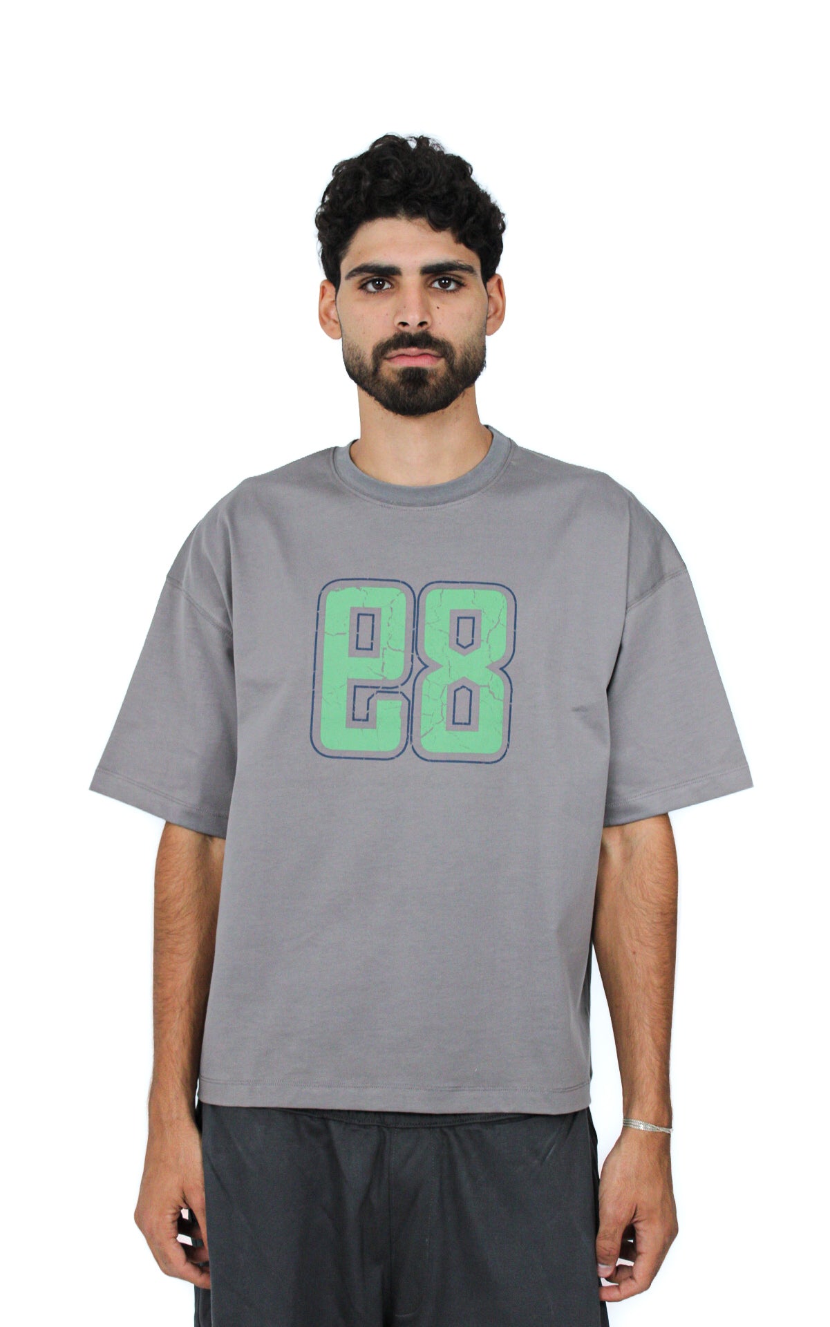 89 Oversized Boxy Tee in Dark Gray, front view