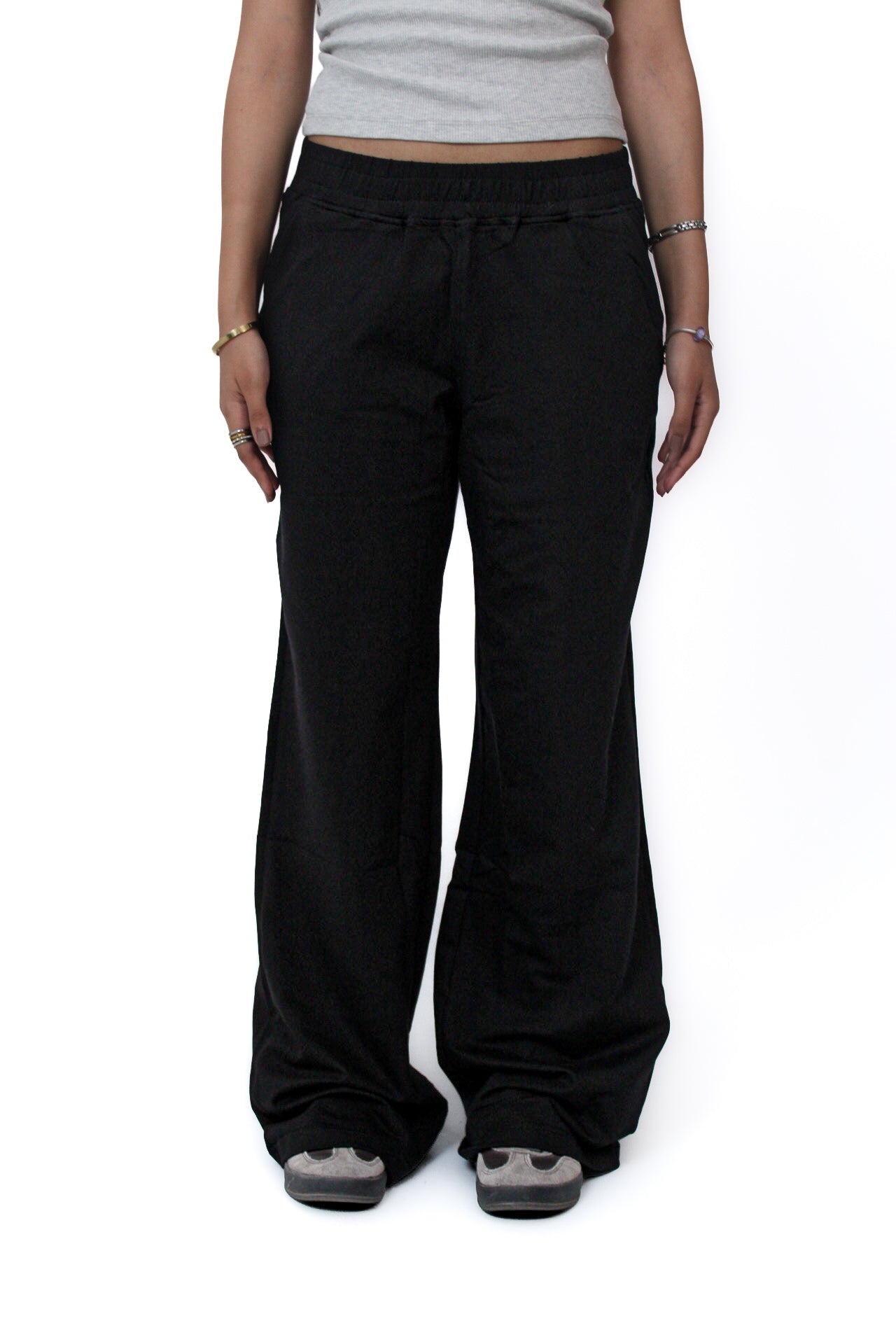 Lightweight Wide-Leg Pants in Black, front view