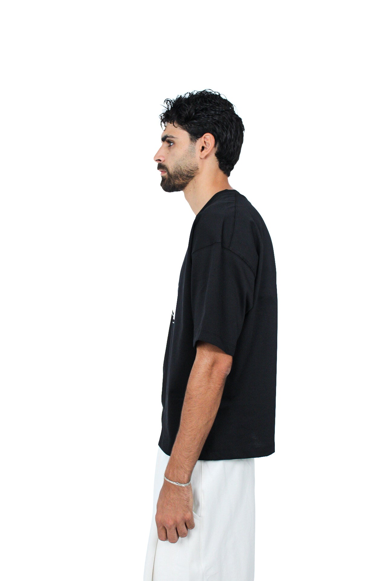 89 Oversized Boxy Tee in Black, side view