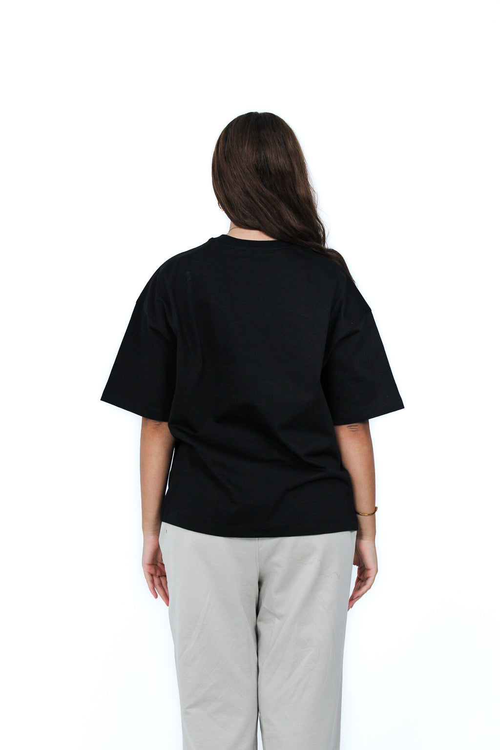 89 Oversized Boxy Tee in Black, back view