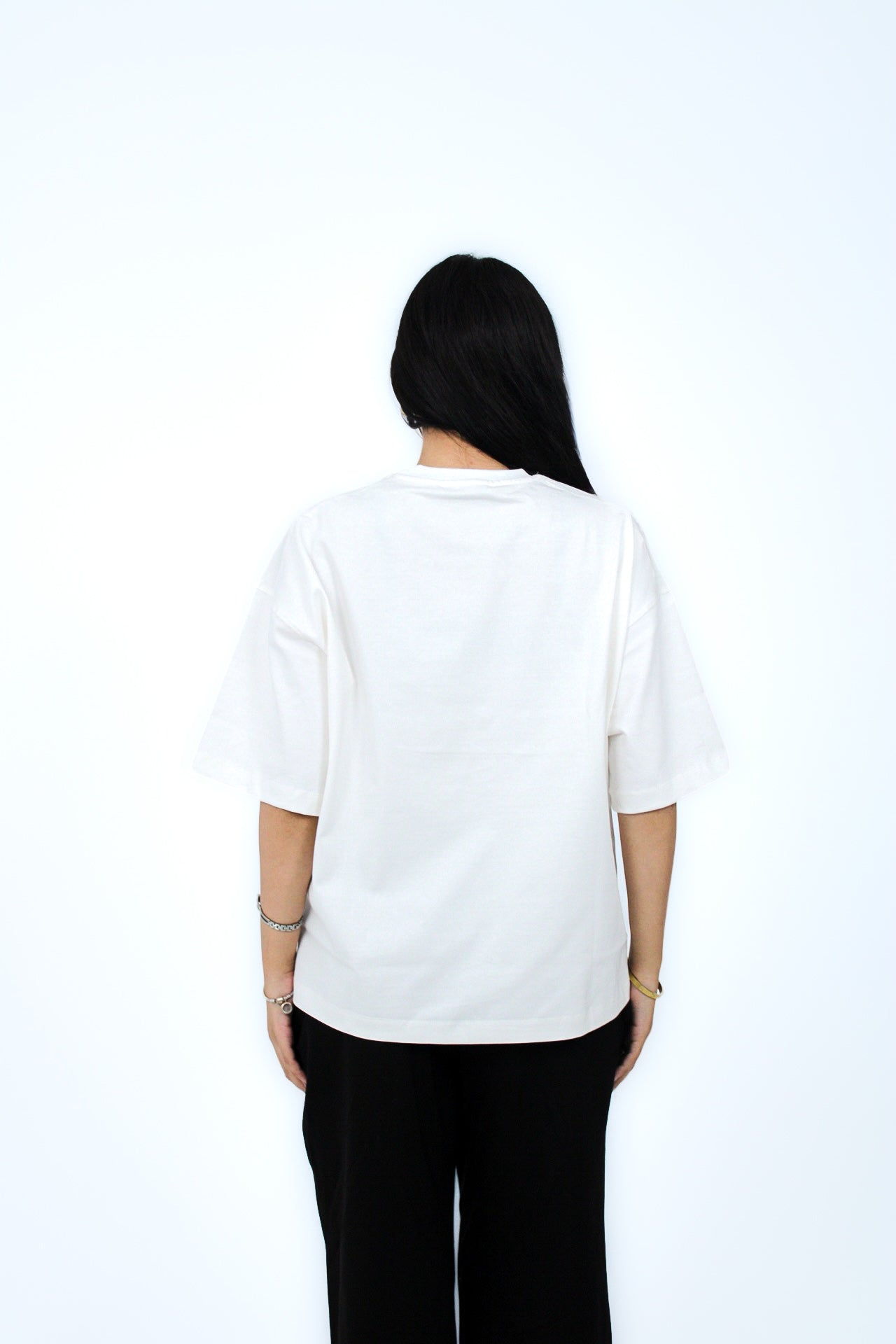 89 Oversized Boxy Tee in White, back view