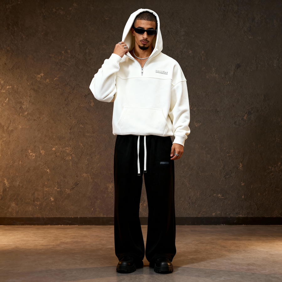 Foundation 0.1 Quarter-Zipper Hoodie in Off White