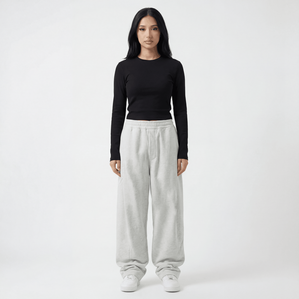 Essential Long Sleeve Top in Black, front view